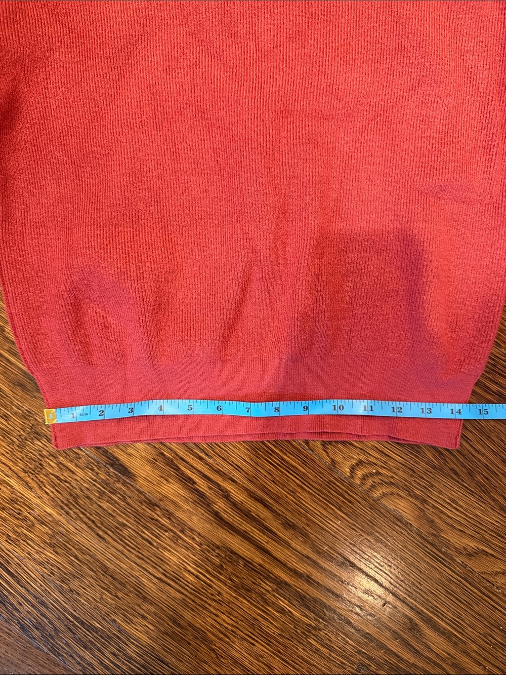 Line & Dot Off-the-Shoulder Asymmetrical Sweater in Rust Red - Picture 11 of 11